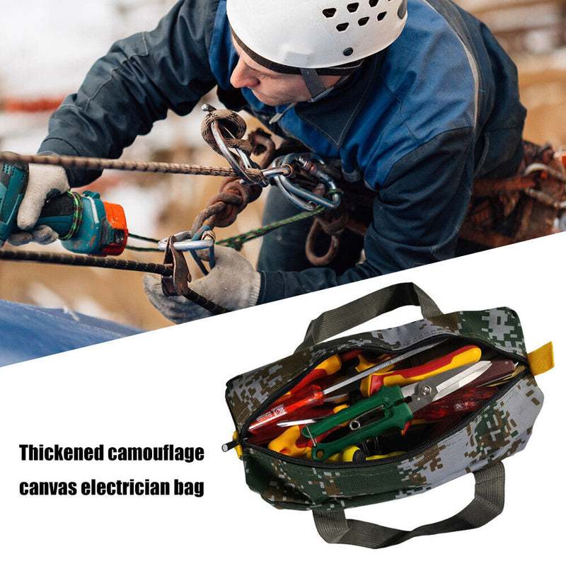 Tool Bag Camouflage Canvas Electrician Toolkit Waterproof Pouch (16 in)