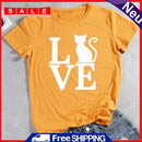 Fashion Cat Love Short Sleeve T-Shirt (Mustard Yellow XXXL) -01483