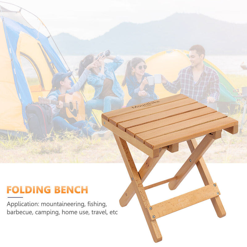 Wood Chair Portable Foldable Outdoor Camping Fishing BBQ Bench Stool (Log)