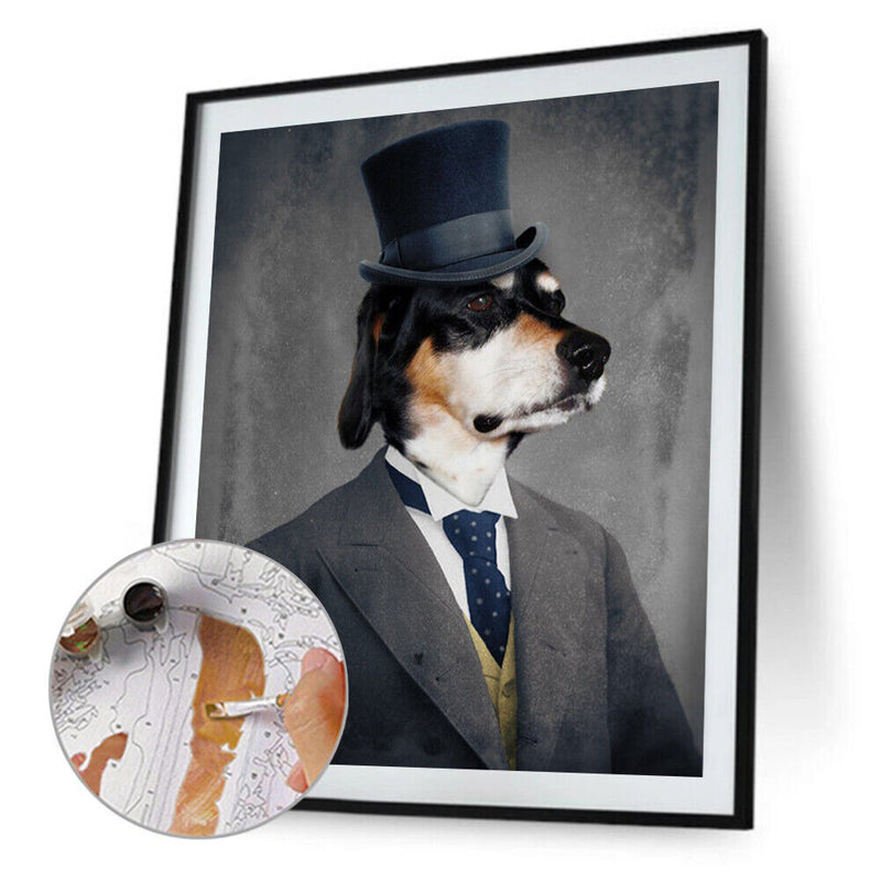 #A Gentleman Dog Oil Paint By Numbers Kit DIY Frameless Drawing Picture for Adul