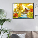 11CT Cotton Thread Landscape Autumn Stamped Embroidery Canvas Set Embroidery DIY