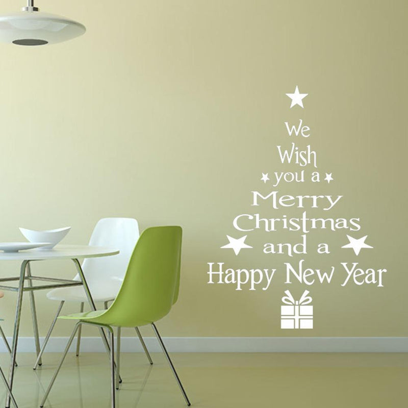 Christmas Tree Waterproof Removable Glass Wall Stickers Home Decor(White)