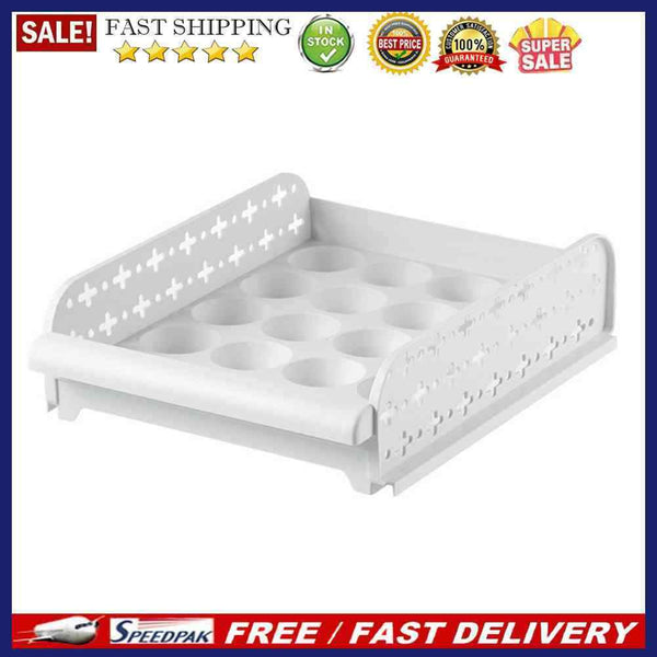 Egg Storage Box Plastic Fridge Space Saver Holder Container Kitchen Organizer