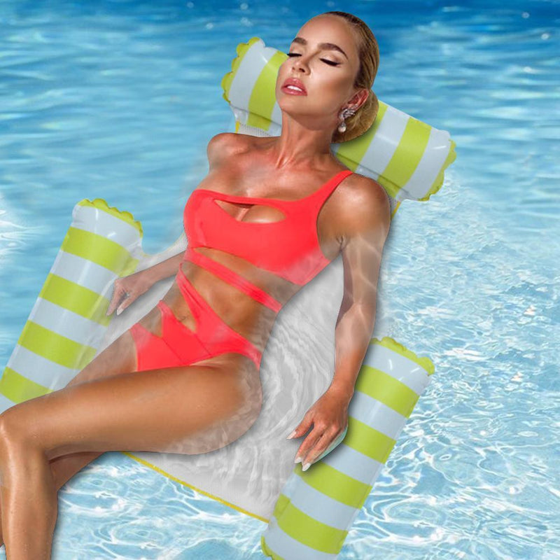 PVC Water Hammock Float Lounger Pool Inflatable Recliner Chair (Yellow)