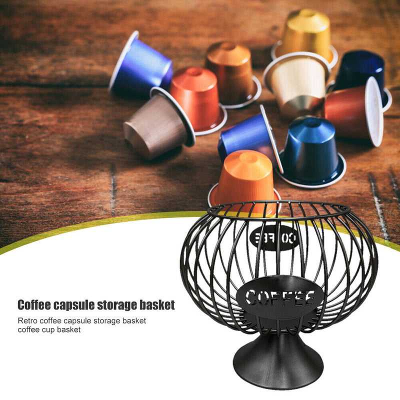 Wrought Iron Coffee Cup Organizer Coffee Capsule Pod Display Rack (Black) Newly