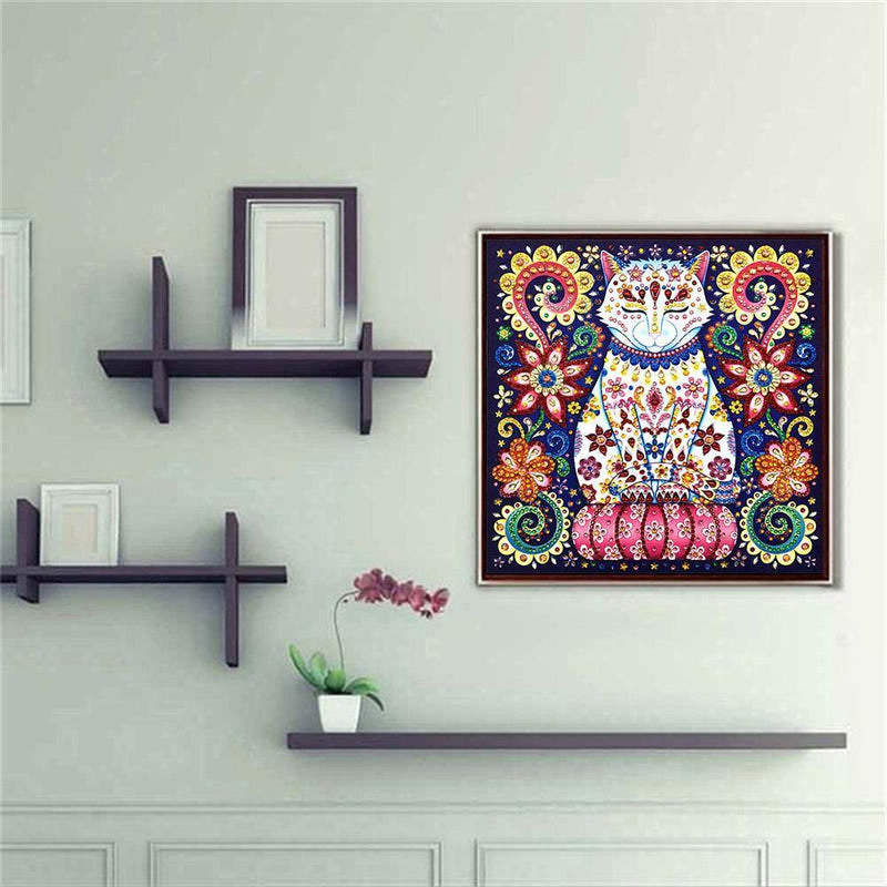 5D DIY Cat Special Shaped Diamond Painting Cross Stitch Mosaic Kits Wall Art