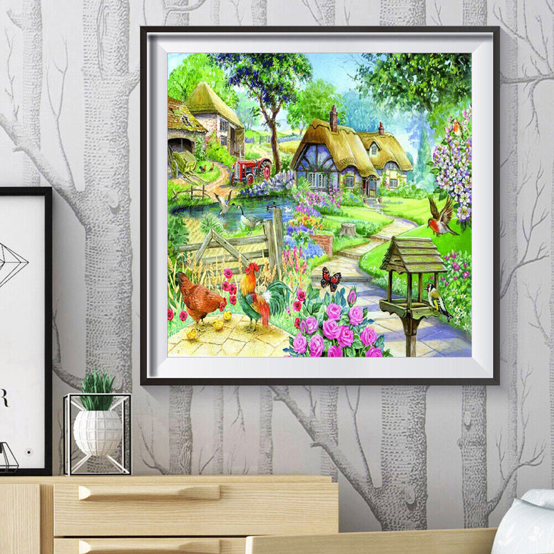 5D DIY Full Round Diamond Painting Color Country Picture Embroidery Mosaic Kits