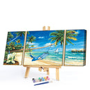 3pcs Summer Beach Oil Paint By Numbers Kits DIY Handpainted Home Decoration Gift