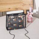 2pcs/Set Women Clear PVC Jelly Shoulder Bag Casual PU Strawberry Printed Totes