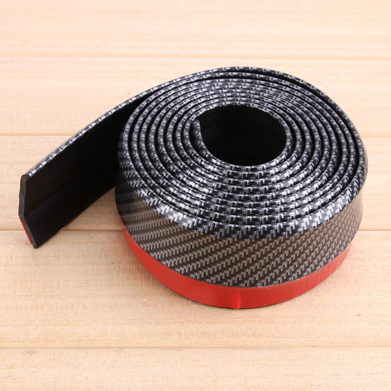 Black Soft Carbon Fiber Car Rubber Bumper Strip  Outside Bumper Front Lip Newly