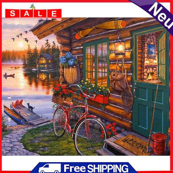Oil Painting By Numbers Acrylic Handmade Lakeside Scenery Digital Picture Decor