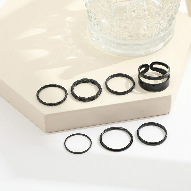 7pcs/set Punk Finger Rings Fashion Metal Buckle Joint Tail Rings for Women Gi