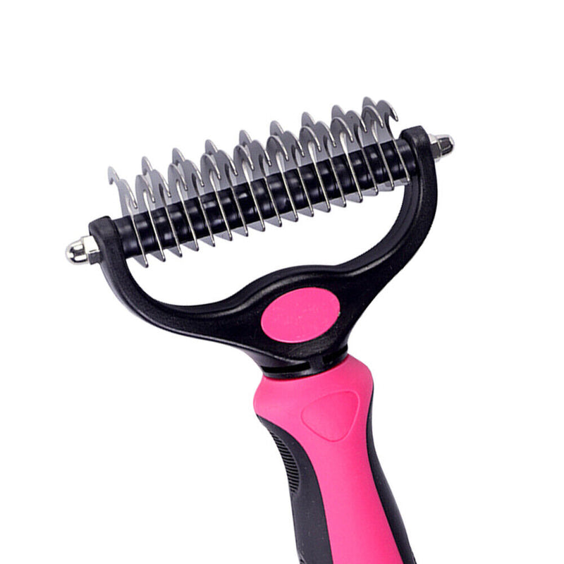 Brush Grooming Tool Pet Fur Trimming Dematting Comb (Double Side Red B) Newly