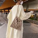 Women Fashion Star Heart Print Handbag Autumn Winter Plush Large Shoulder Bag