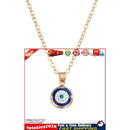 Evil Eye Pendant Necklace Chain - Blue Eyes Alloy Rope Chain (Blue Pink) Newly