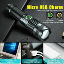 Rechargeable USB Zoom Torch Camping Lamp Power Display Powerful LED Flashlight