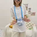 Women Canvas Tie Dyeing Messenger Bag Zipper Small Handbag (Light Blue)