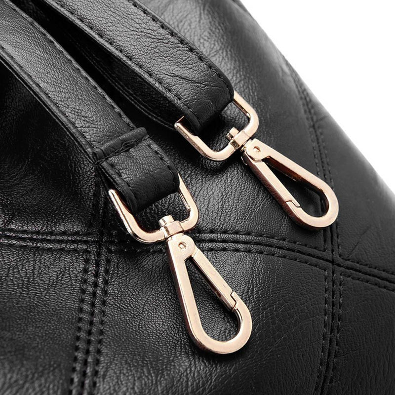 Women Bag Soft PU Leather Messenger Totes Handbags Shoulder Bags(Black)