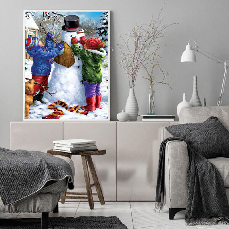 DIY Hand Painted Paint By Numbers Oil Canvas Pictures Making Snowman Kit Artw