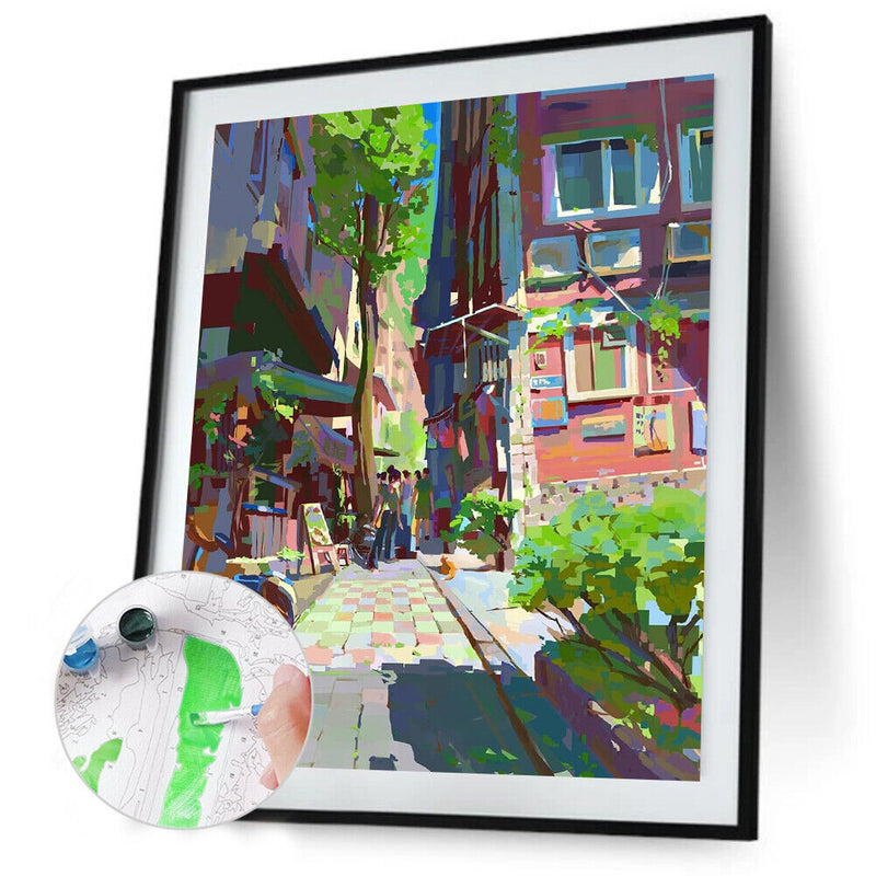40x50cm Oil Paint By Numbers Summer City Frameless Picture Craft Kit Home Decor