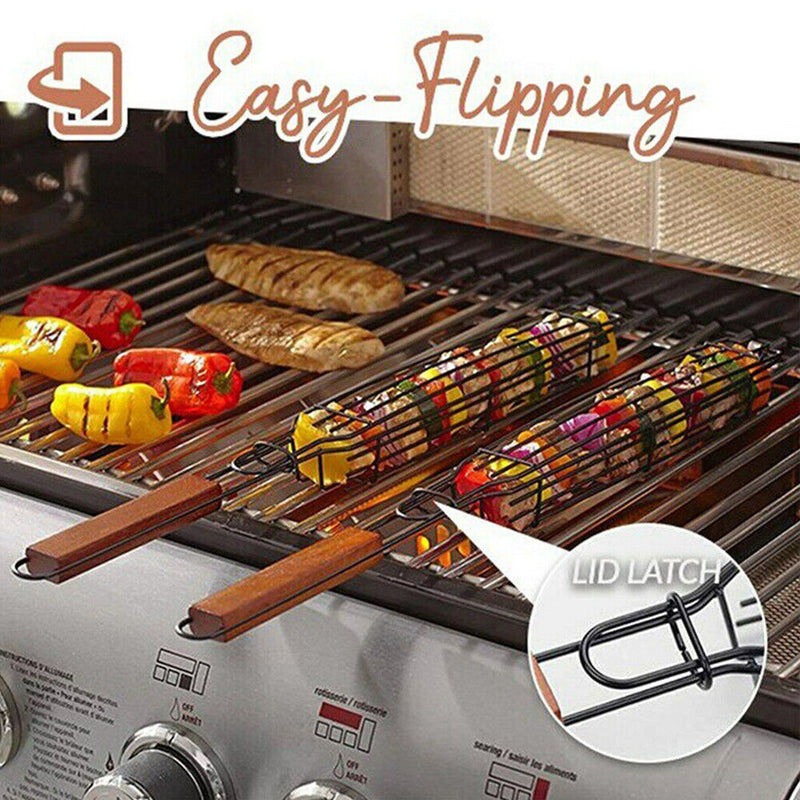 Barbecue Grill Basket Stainless Steel Nonstick Camping BBQ Kitchen Tools Newly