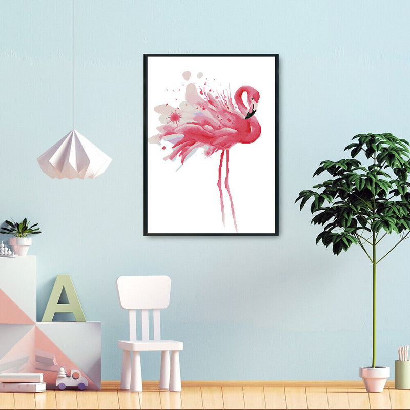 Needlework Kit Pink Animal Stamp DIY Living Room Wall 11CT Handmade Cross Sti