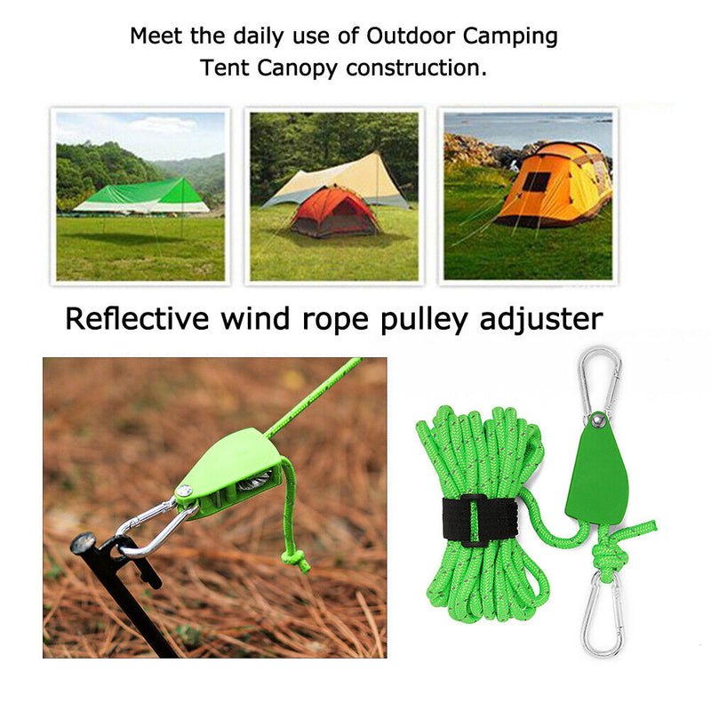 4mm 4m Rope Fastener Reflective Awning Wind Rope Fastener Adjustable for Camping