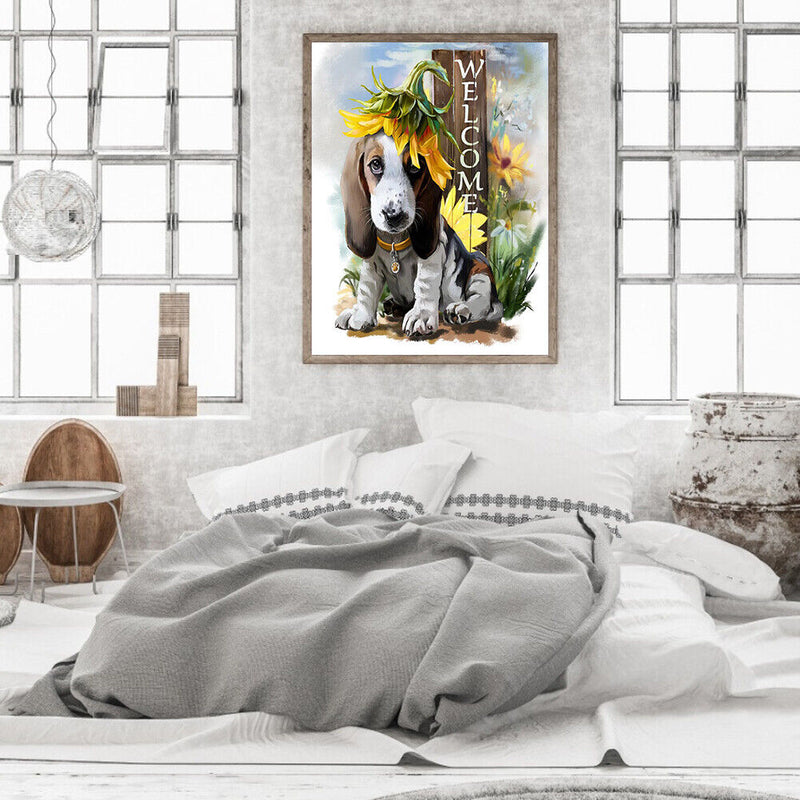 Handpainted DIY Sunflower and Puppy Oil Paint by Numbers Pictures Craft Gift Kit