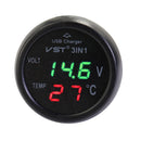 VST B7006 3 in 1 USB Charger for Phone Digital Car Battery Voltage Temp Meter