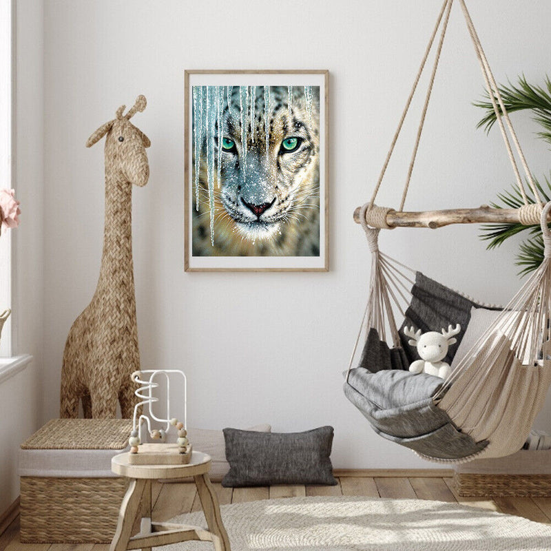 5D DIY Diamond Painting White Tiger Full Drill Rhinestone Mosaic Art Picture