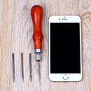 DIY Leather Handle 4 in 1 Stitching Lacing Scratch Awl Tool Hardwood Handle