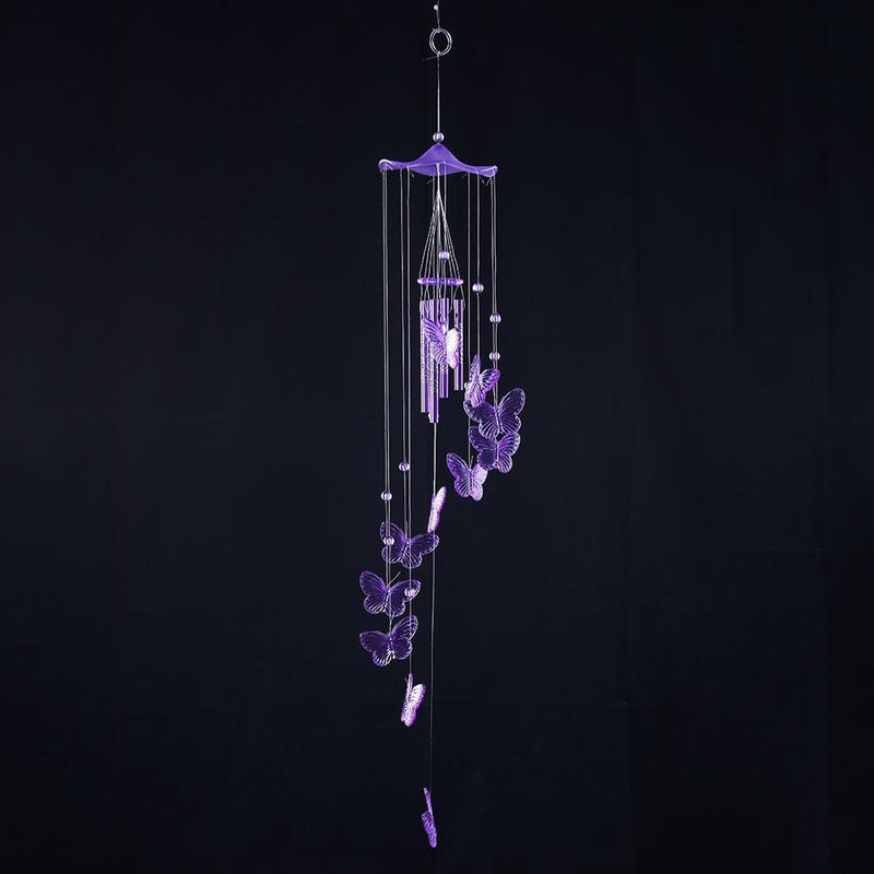 Butterfly Bell Wind Chimes Creative Home Yard Garden Hanging Decor(Purple)