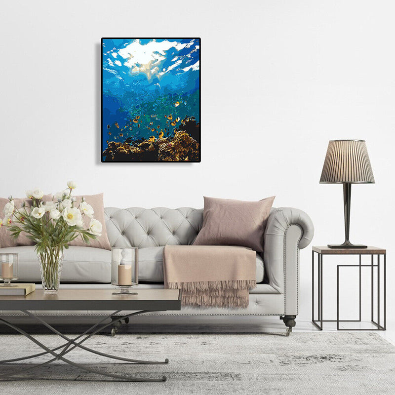 DIY Digital Canvas Underwater World Handpainted Drawing By Number Kits Art Craft