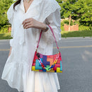 Fashion Geometric Hit Color Clutch Leather Women Casual Shoulder Underarm Bags