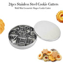 24x Biscuit Cutters Cookie Cutter Set Steel Molds Baking P4Z5 Slicer K9T4