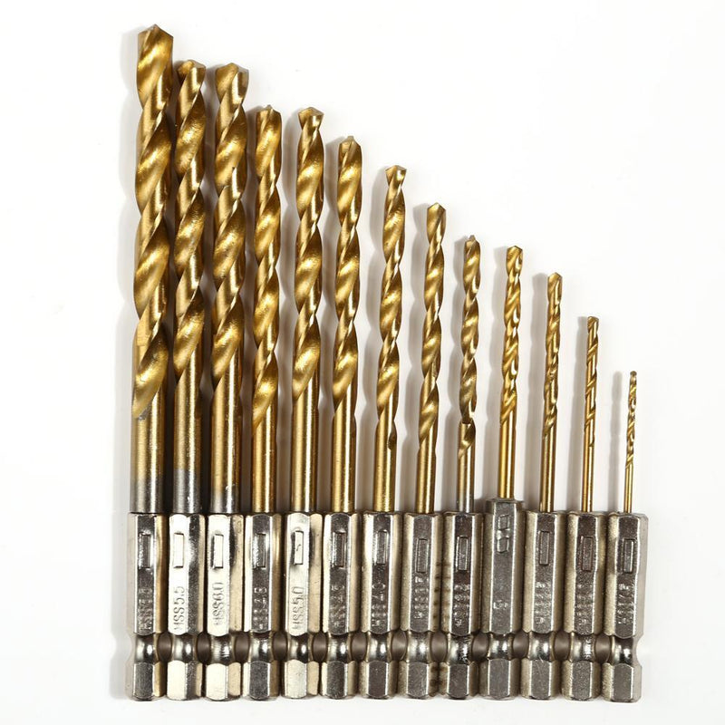 13pcs Steel Hex Shank Quick Change Cobalt Drill Bit Set Multi Bits Newly