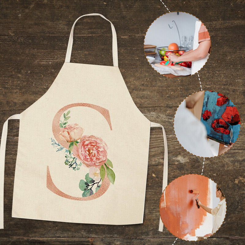 Letters Printed Kitchen Aprons Waterproof Linen Oil-proof Apron (68x55cm)