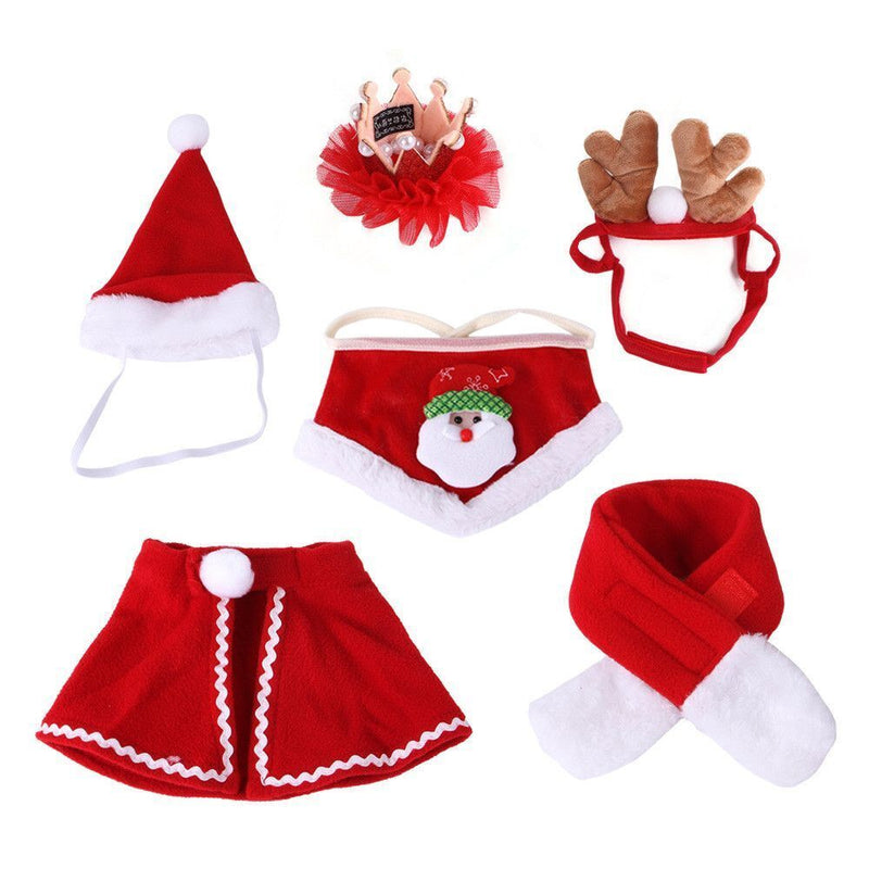 Winter Funny Santa Claus Cat/Dog Cape Scarf Pet Christmas Costumes Hat Antler