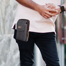 Men Canvas Mobile Phone Bags Double-layer Zipper Fanny Pack (Grey)
