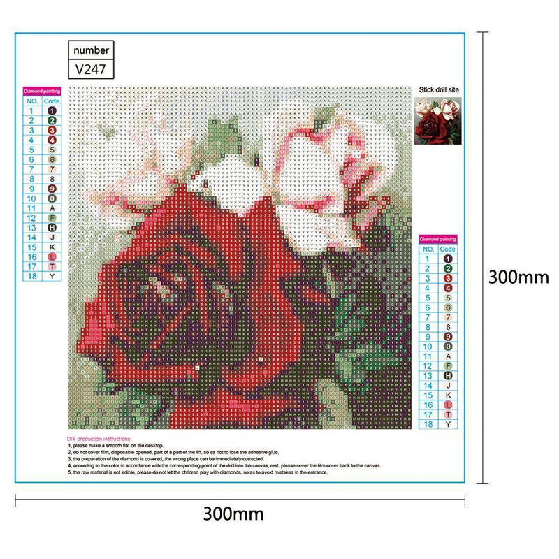 5D DIY Full Drill Diamond Painting Rose Flower Cross Stitch Embroidery Kits