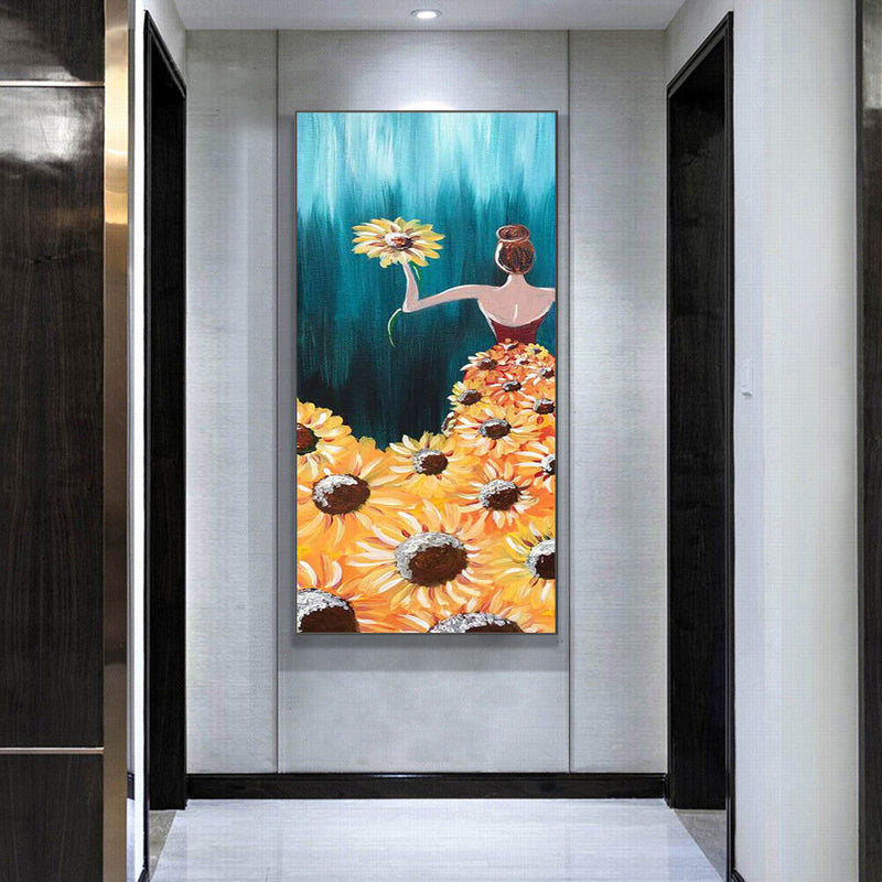 Frameless Oil Paint By Numbers DIY Flowered Skirt Girl Picture Craft for Home
