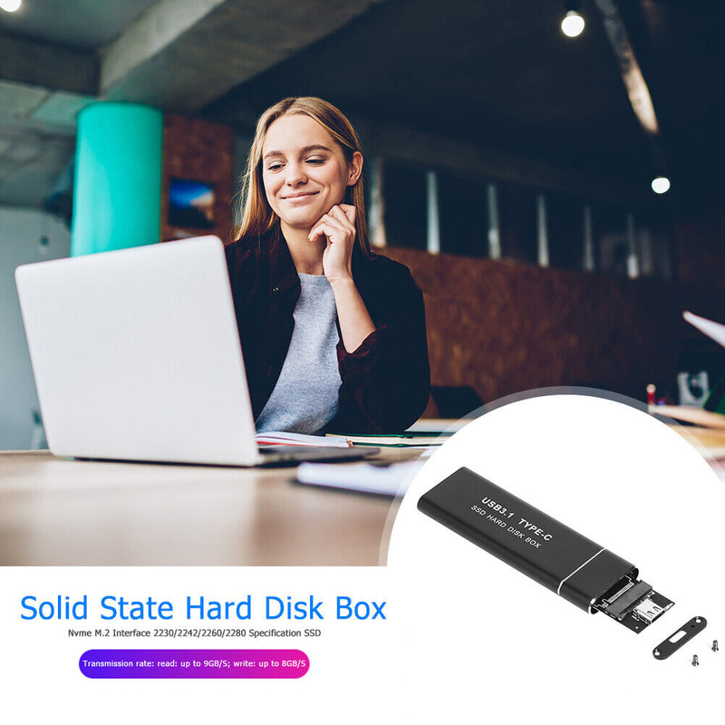 10Gbps M.2 NVME PCIe to USB3.1 GEN2 M Key SSD Enclosure for 2230/2242/2260/2280