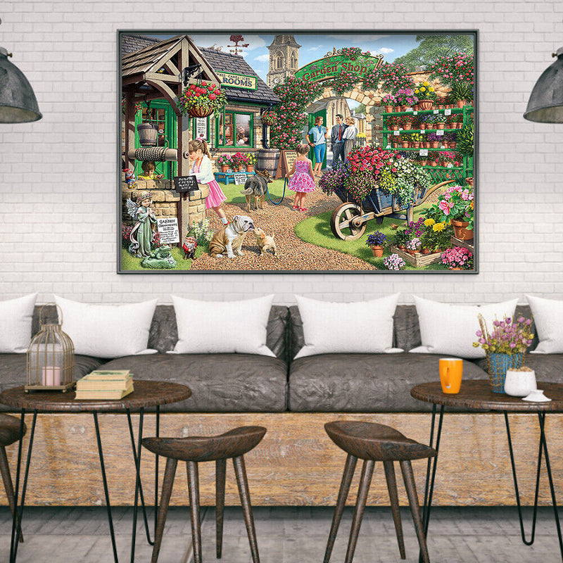 Full Embroidery Kits Flower Shop 11CT Stamped Needlework Home Decoration Art