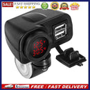 Dual USB Charger Motorcycle Handlebar Power Adapter with Voltmeter Thermome