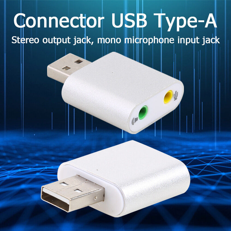 USB Sound Card 7.1 Channel External USB To 3.5mm Audio Adapter for Laptop Newly
