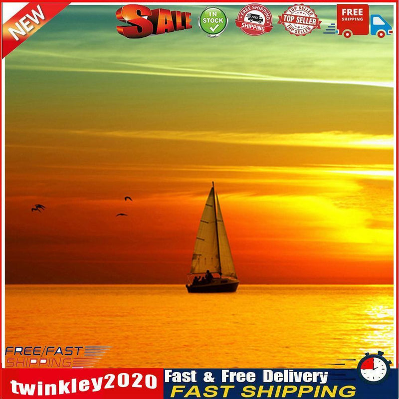 5D DIY Diamond Painting Full Drill Sea Sunset Ship Embroidery Cross Stitch Newly