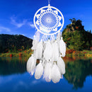 White Dream Catcher Flower Feather Pendant Circle Ring Wall Hanging Ornaments