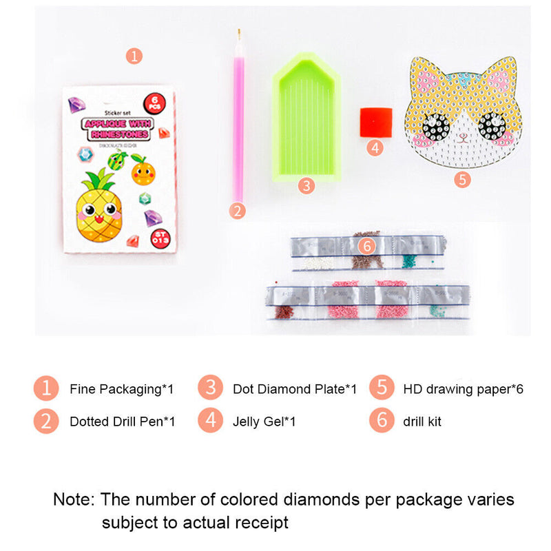 Diamond Painting Cartoon Stickers Kids DIY Round Drill Mosaic Decals for Phone