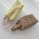 Women Quilted Flower Pattern Clutch Bag Mini Wallet Zipper Bag (Brown)