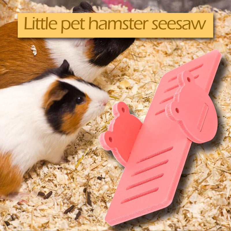 Small Animal Cage Nest Accessories Frog Pet Hamster Seesaw Play Toys (Pink)
